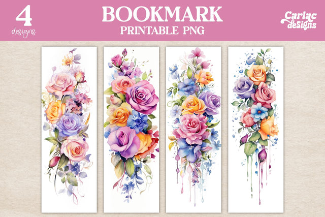 Flowers Bookmark, Watercolor Bookmarks Sublimation Carla C Designs 