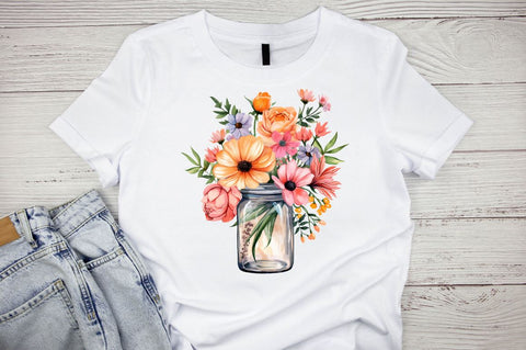 Flowers Bouquet Watercolor Clipart Bundle Sublimation Designangry 