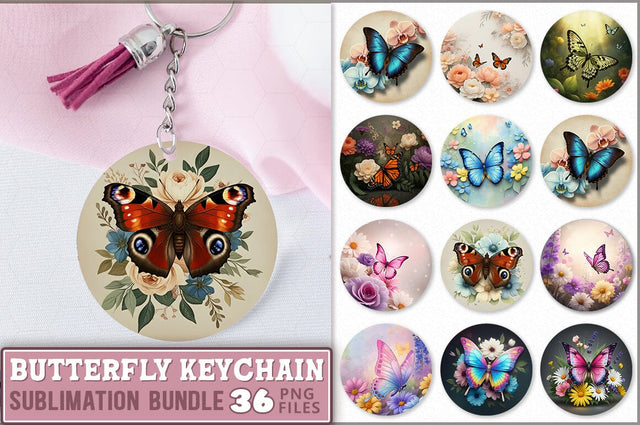 Flowers Butterfly Keychain Bundle Sublimation Shetara Begum 