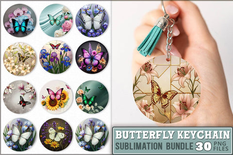 Flowers Butterfly Keychain Bundle Sublimation Shetara Begum 
