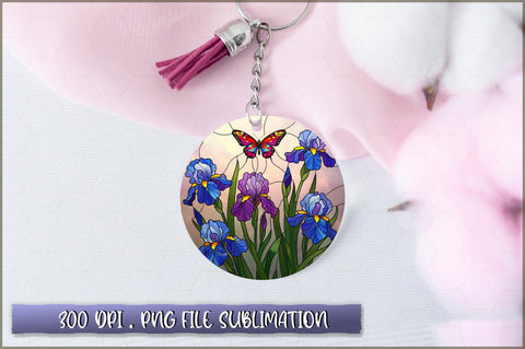 Flowers Butterfly Round Keychain PNG Sublimation Shetara Begum 