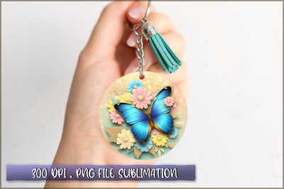 Flowers Butterfly Round Keychain PNG Sublimation Shetara Begum 
