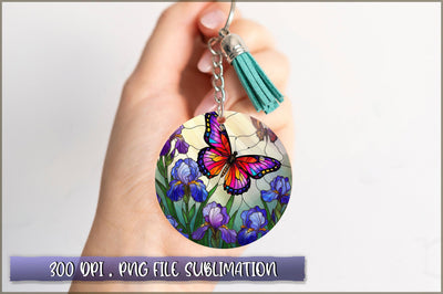 Flowers Butterfly Round Keychain PNG Sublimation Shetara Begum 