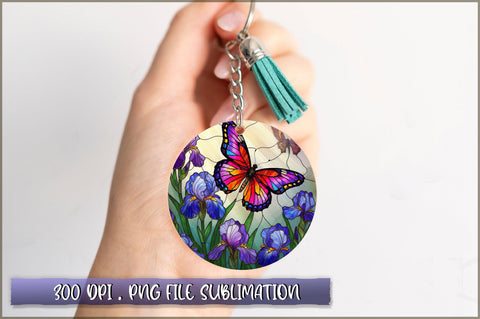 Flowers Butterfly Round Keychain PNG Sublimation Shetara Begum 