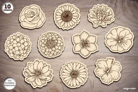 Flowers Coasters Laser Cut Bundle SVG SvgOcean 