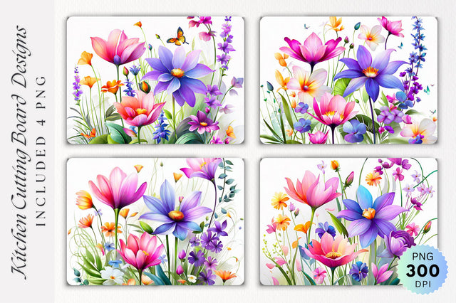 Flowers Cutting Board PNG Design Sublimation Regulrcrative 