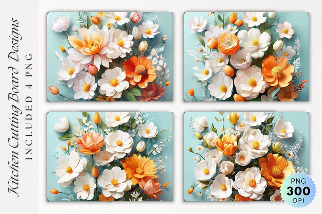 Flowers Cutting Board PNG Design Sublimation Regulrcrative 
