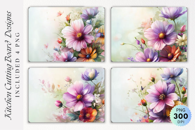 Flowers Cutting Board PNG Design Sublimation Regulrcrative 