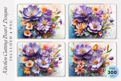 Flowers Cutting Board PNG Design Sublimation Regulrcrative 