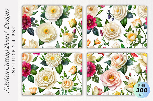 Flowers Cutting Board PNG Design Sublimation Regulrcrative 