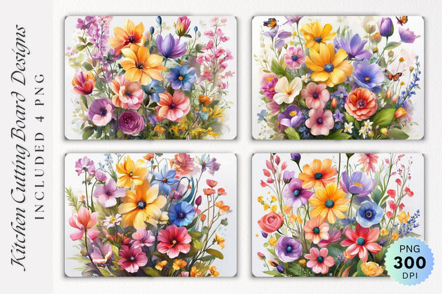Flowers Cutting Board PNG Design Sublimation Regulrcrative 