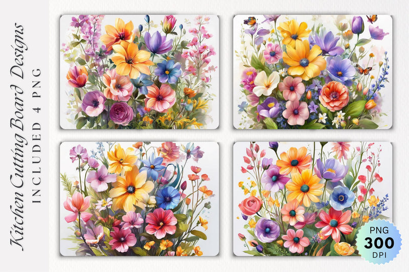 Flowers Cutting Board PNG Design Sublimation Regulrcrative 