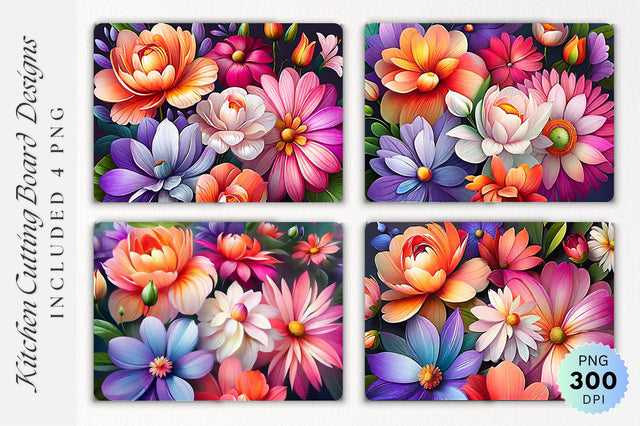 Flowers Cutting Board PNG Design Sublimation Regulrcrative 