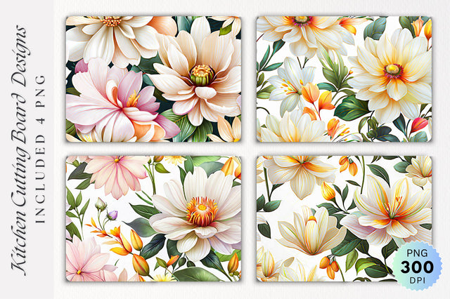 Flowers Cutting Board PNG Design Sublimation Regulrcrative 