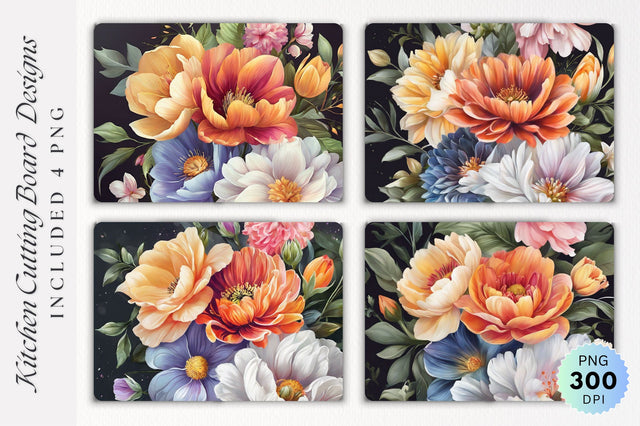 Flowers Cutting Board PNG Design Sublimation Regulrcrative 