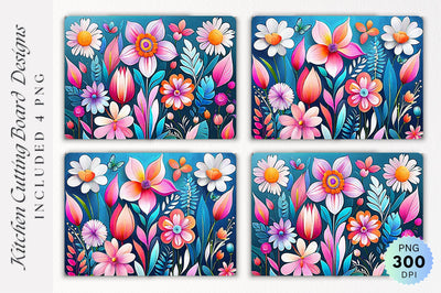 Flowers Cutting Board PNG Design Sublimation Regulrcrative 