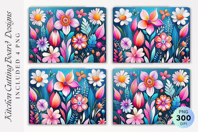 Flowers Cutting Board PNG Design Sublimation Regulrcrative 