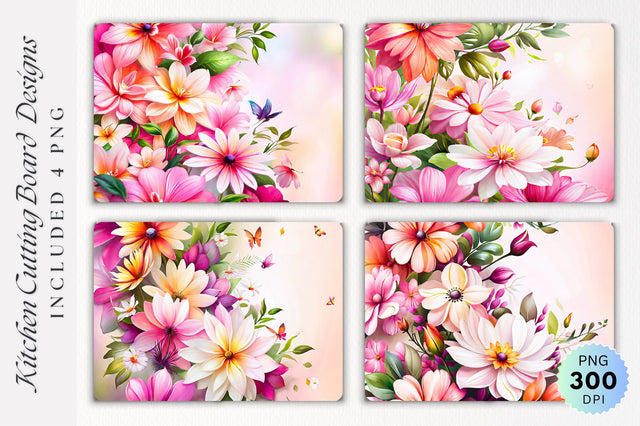 Flowers Cutting Board PNG Design Sublimation Regulrcrative 