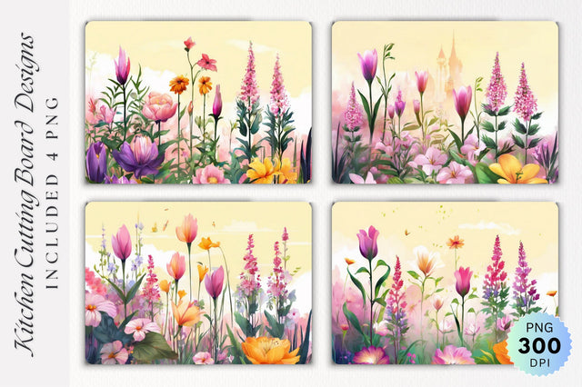 Flowers Cutting Board PNG Design Sublimation Regulrcrative 