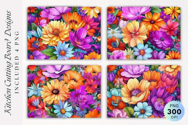 Flowers Cutting Board PNG Design Sublimation Regulrcrative 