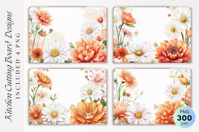 Flowers Cutting Board PNG Design Sublimation Regulrcrative 