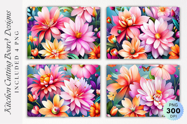 Flowers Cutting Board PNG Design Sublimation Regulrcrative 