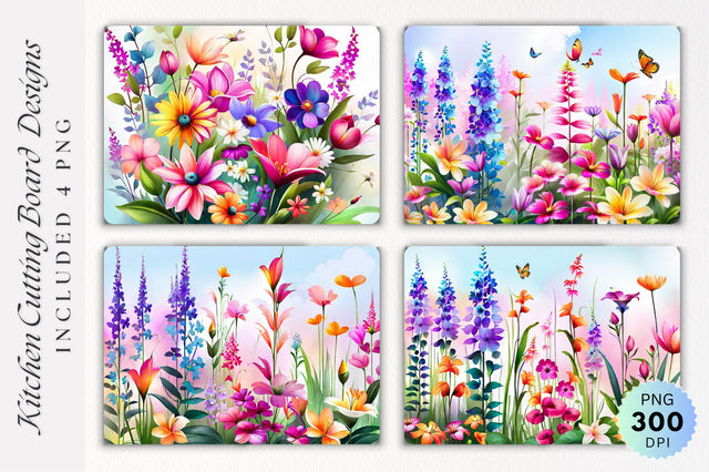 Flowers Cutting Board PNG Design Sublimation Regulrcrative 