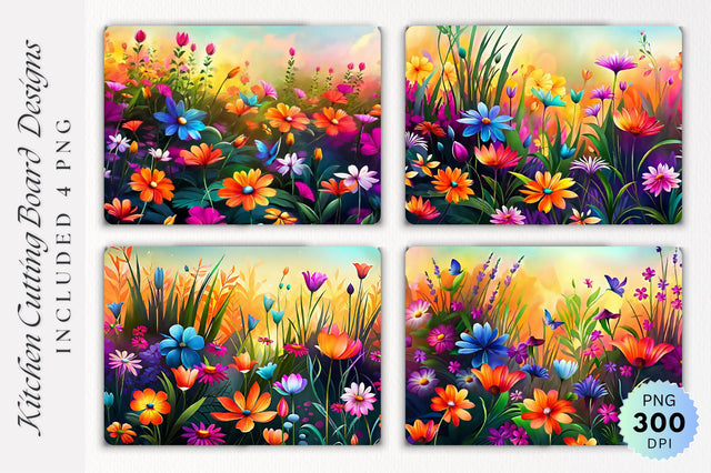 Flowers Cutting Board PNG Design Sublimation Regulrcrative 