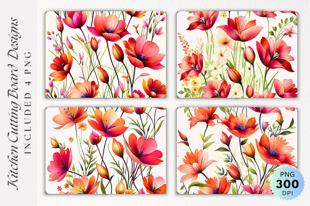 Flowers Cutting Board PNG Design Sublimation Regulrcrative 
