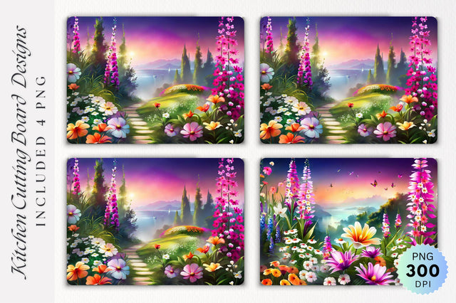 Flowers Cutting Board PNG Design Sublimation Regulrcrative 