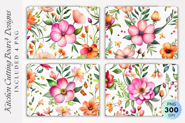 Flowers Cutting Board PNG Design Sublimation Regulrcrative 