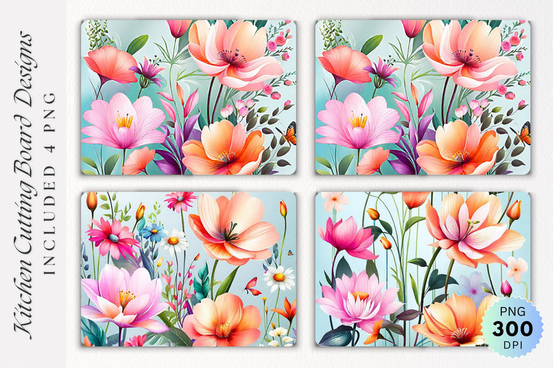 Flowers Cutting Board PNG Design Sublimation Regulrcrative 