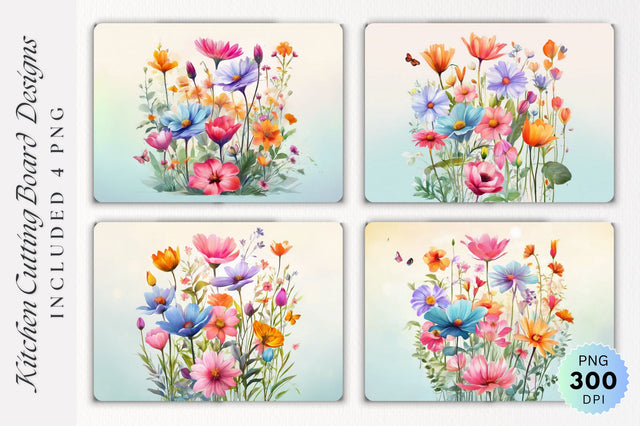 Flowers Cutting Board PNG Design Sublimation Regulrcrative 