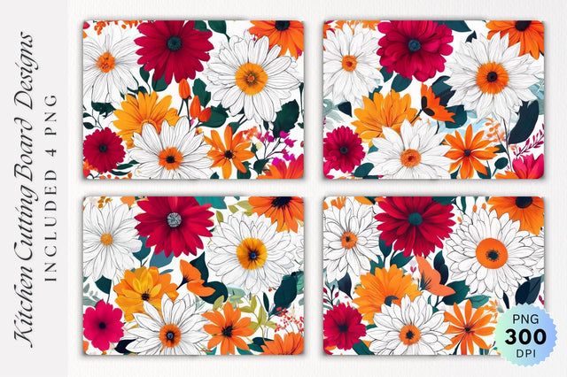 Flowers Cutting Board PNG Design Sublimation Regulrcrative 