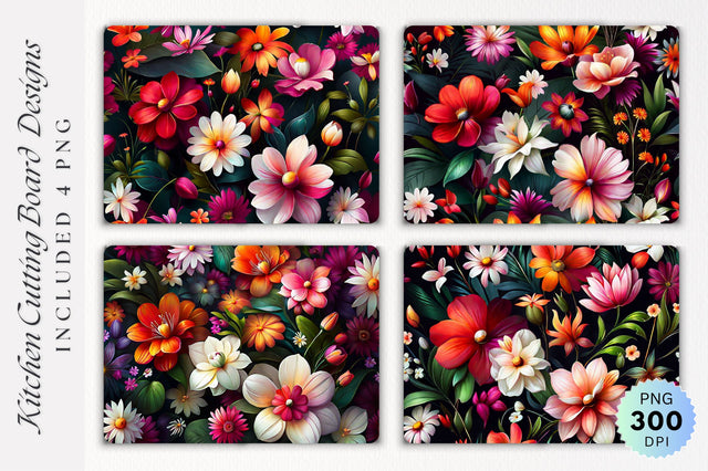 Flowers Cutting Board PNG Design Sublimation Regulrcrative 