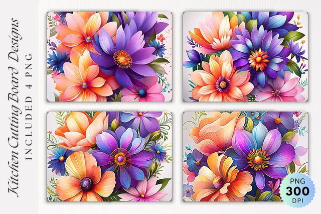 Flowers Cutting Board PNG Design Sublimation Regulrcrative 