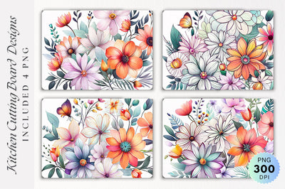 Flowers Cutting Board PNG Design Sublimation Regulrcrative 