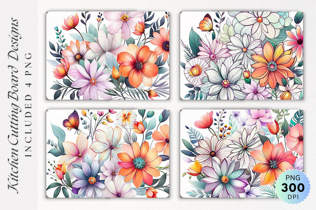 Flowers Cutting Board PNG Design Sublimation Regulrcrative 