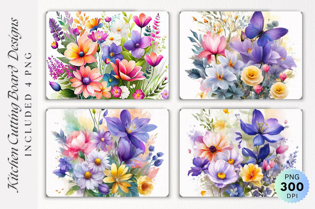 Flowers Cutting Board PNG Design Sublimation Regulrcrative 