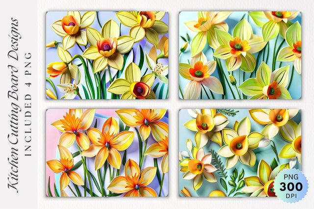 Flowers Cutting Board PNG Design Sublimation Regulrcrative 