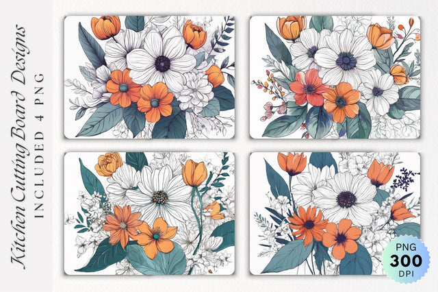 Flowers Cutting Board PNG Sublimation Regulrcrative 