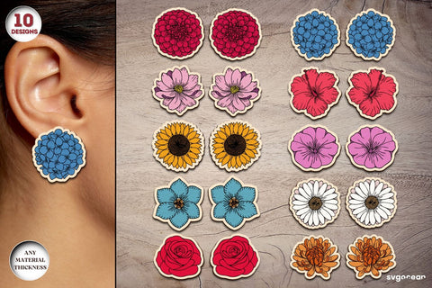 Flowers Earrings Laser Cut Bundle SVG SvgOcean 