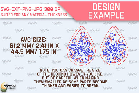 Flowers Earrings Laser Cut Bundle. Teardrop Earrings SVG SVG Evgenyia Guschina 