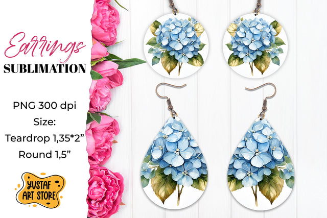 Flowers earrings.Hydrangea Earrings Sublimation. Sublimation Yustaf Art Store 