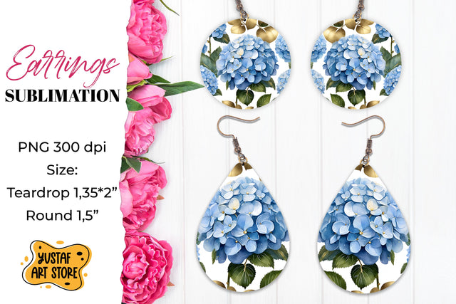 Flowers earrings.Hydrangea Earrings Sublimation. Sublimation Yustaf Art Store 