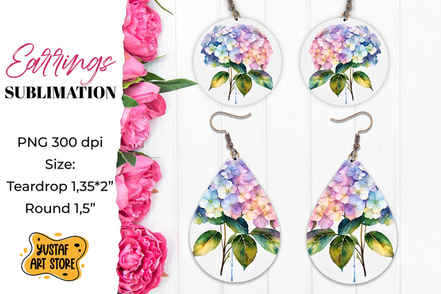 Flowers earrings.Hydrangea Earrings Sublimation. Sublimation Yustaf Art Store 
