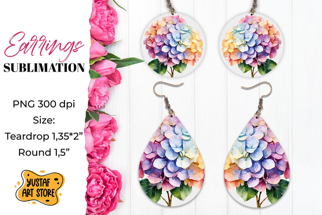 Flowers earrings.Hydrangea Earrings Sublimation. Sublimation Yustaf Art Store 