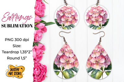 Flowers earrings.Hydrangea Earrings Sublimation. Sublimation Yustaf Art Store 