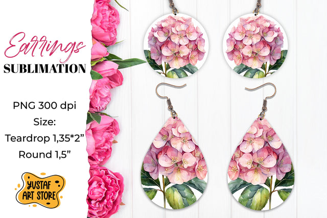 Flowers earrings.Hydrangea Earrings Sublimation. Sublimation Yustaf Art Store 