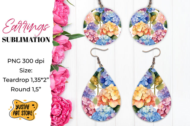 Flowers earrings.Hydrangea Earrings Sublimation. Sublimation Yustaf Art Store 